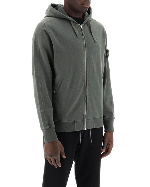 Stone Island Gray Lightweight Hoodie With Zipper And Hood for men