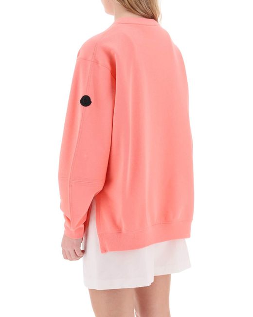 Moncler Pink Crewneck Sweatshirt With Emb