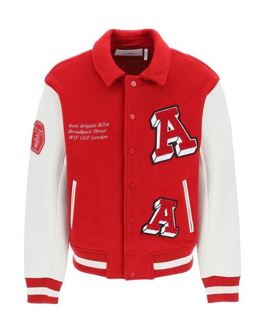 Axel Arigato 'illusion' Varsity Jacket With Faux Leather Sleeves in Red ...