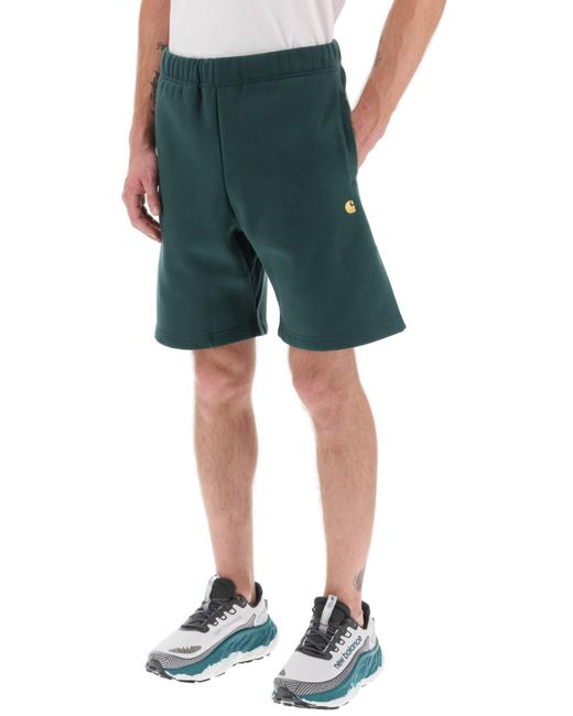 Carhartt Green Chase Sweat Shorts for men
