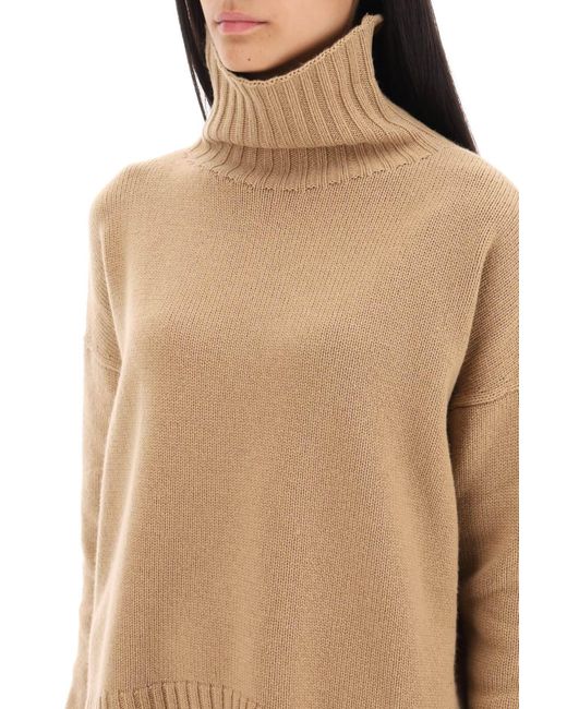 Max Mara Natural 'gianna' Wool And Cashmere Funnel-neck Sweater