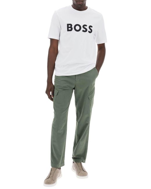 Boss White Tiburt 354 Logo Print T-Shirt for men