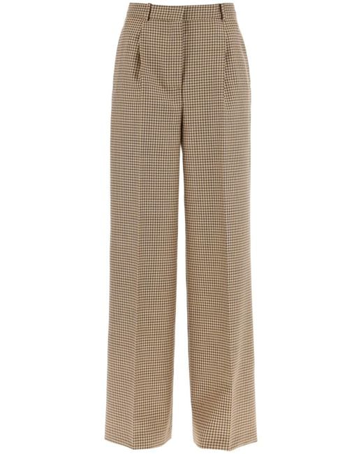 MSGM Natural Wide Leg Pants With Check Motif
