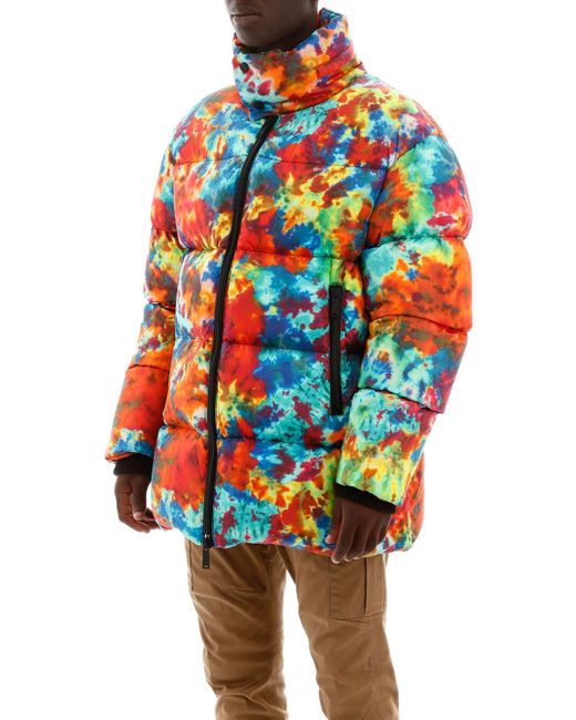 DSquared² Synthetic Tie-dye Puffer Jacket in Red,Yellow,Blue (Blue) for Men  | Lyst