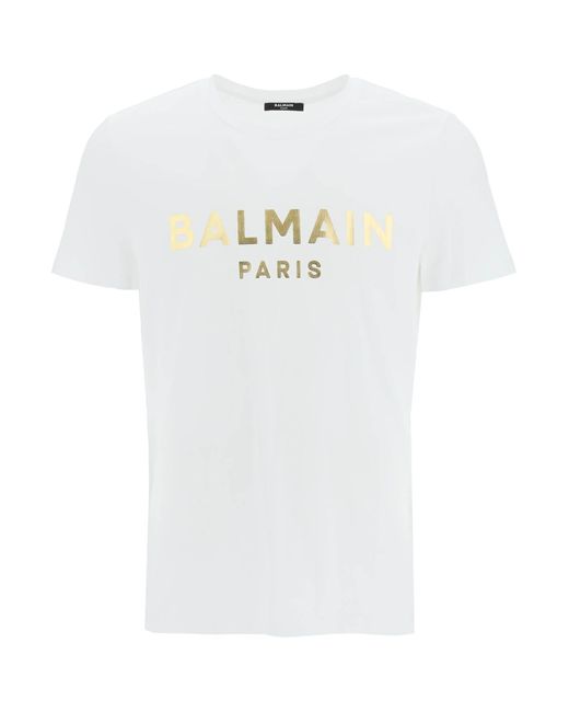 Balmain Cotton Metallic Gold Logo T 