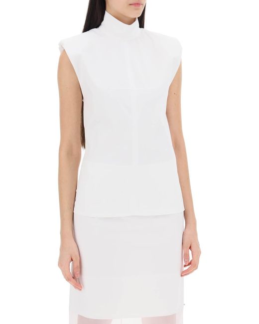 Sportmax White High-necked Sleeveless Top In Cann