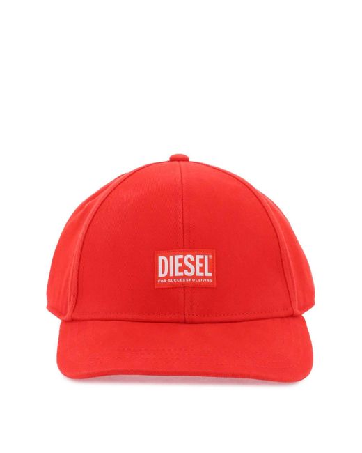 DIESEL Red Corry-Jacq-Wash Baseball Cap for men