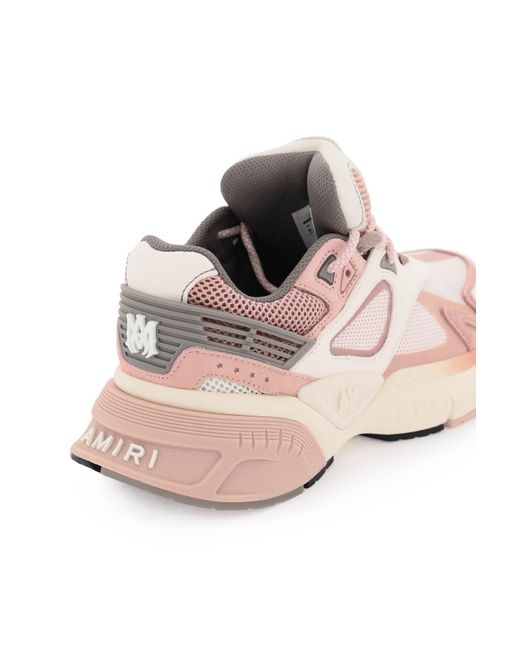 Amiri Pink Mesh And Leather Ma Sneakers