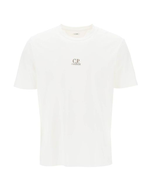 C P Company White British Sailor Printed T-Shirt With for men