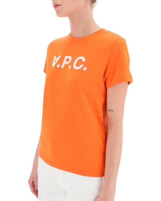 A.P.C. Orange T-shirt With Flocked Vpc Logo