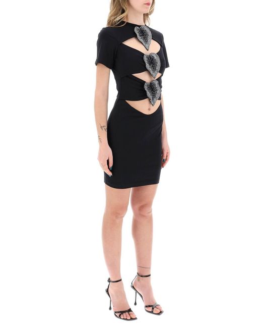 GIUSEPPE DI MORABITO Black Mini Cut Out Dress With Applied Anthur