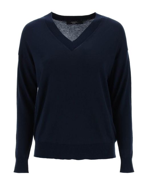 Weekend by Maxmara Blue Martina Silk And Cotton Sweater