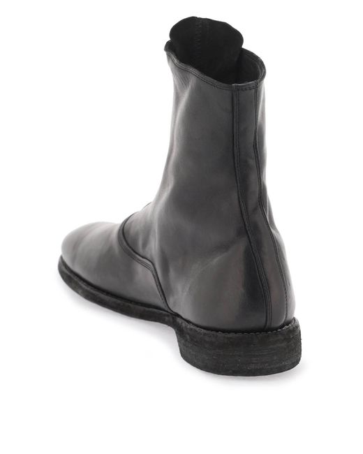 Guidi Black Front Zip Leather Ankle Boots