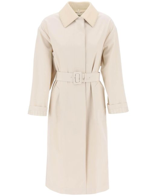 Fendi Natural Trench Coat With Removable Leather Collar