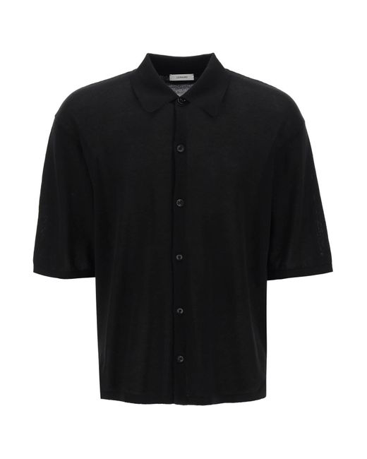 Lemaire Black Short Sleeved Knit Shirt For