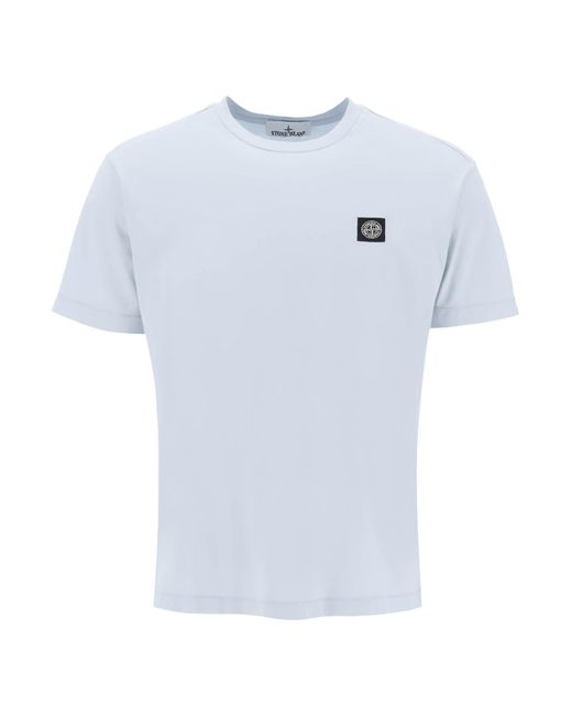 Stone Island White Logo Patch T-shirt for men