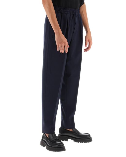 Zegna Blue Jogger Fit Wool Blend Trousers for men