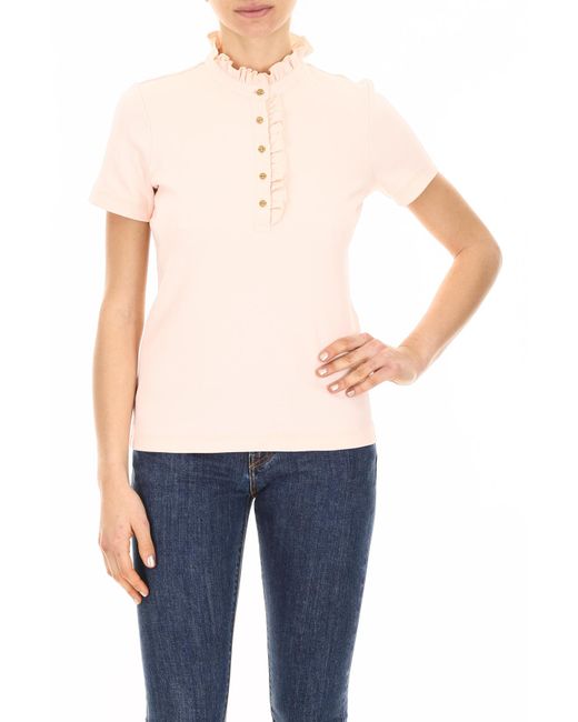 Tory Burch Emily Polo Shirt in Pink - Lyst