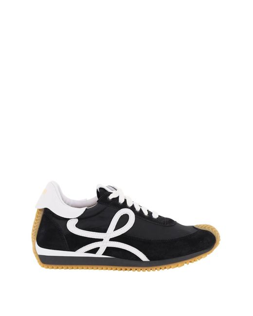 Loewe Suede Leather And Nylon Flow Runner Sneakers in Black,White ...