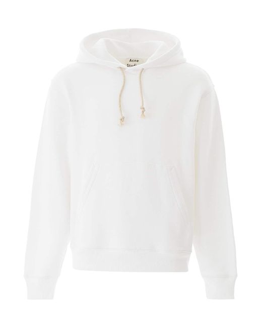 Acne White Maxi Hoodie With Logo Embroidery for men