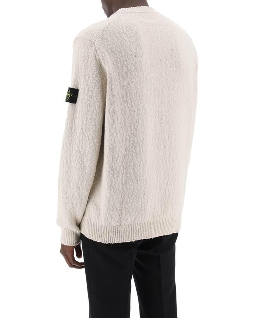 Stone Island White Cotton And Linen Blend Pullover for men