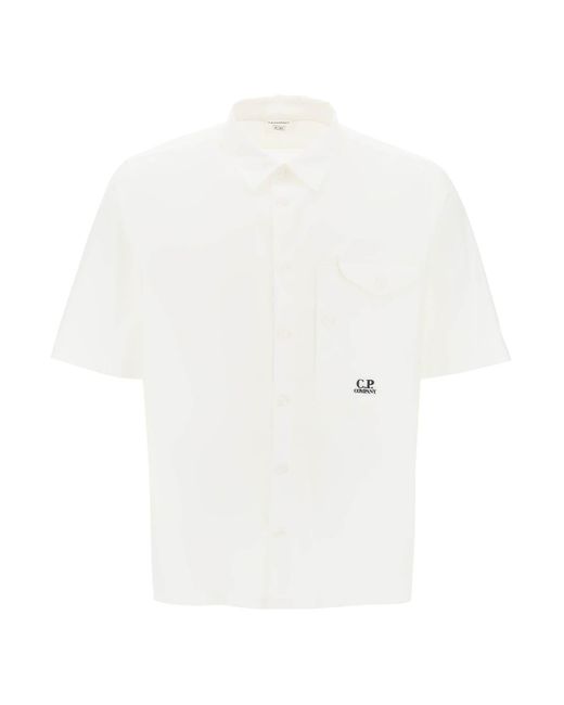 C P Company White Short-Sleeved Poplin Shirt for men