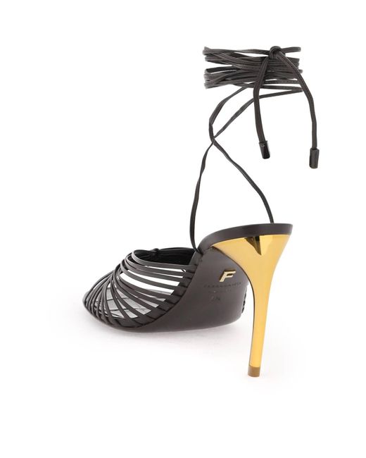 Ferragamo Black Curved Heel Sandals With Elevated