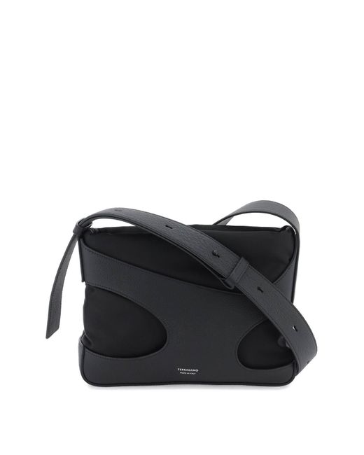 Ferragamo Black Cut-Out Crossbody Bag for men