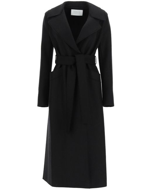 Harris Wharf London Long Pressed Wool Coat in Black | Lyst