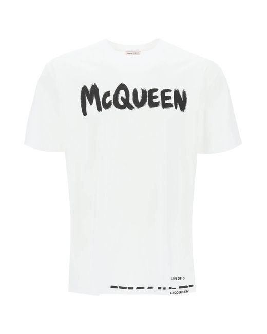 Alexander McQueen White Mcqueen Graffiti T-Shirt for men