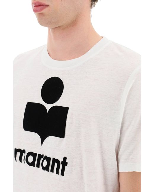 Isabel Marant White 'karman' Logo Linen T Shirt for men