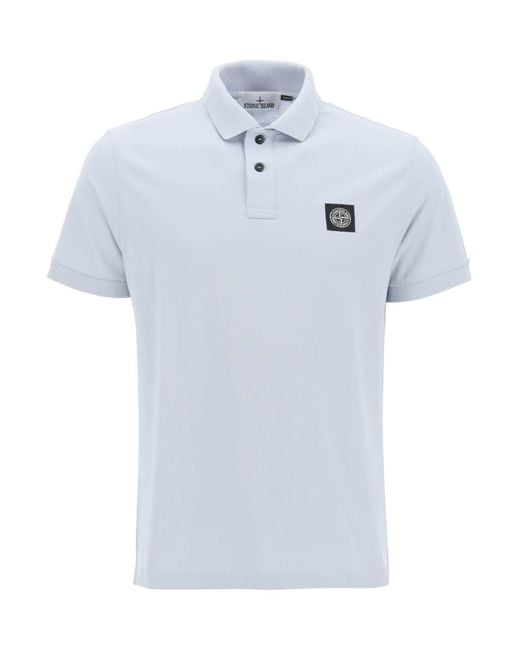 Stone Island Blue Slim Fit Polo Shirt With Logo Patch for men