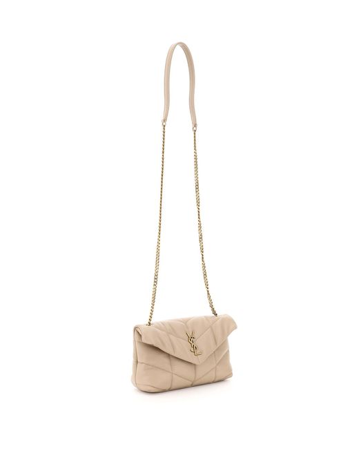 Saint Laurent Loulou Puffer Mini Bag Os Leather in Natural | Lyst Australia