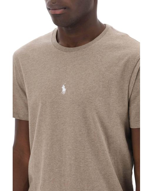 T Shirt Girocollo Custom Slim Fit di Polo Ralph Lauren in Natural da Uomo