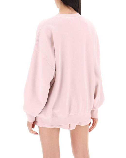 ROTATE BIRGER CHRISTENSEN Pink Organic Cotton Crewneck Sweatshirt