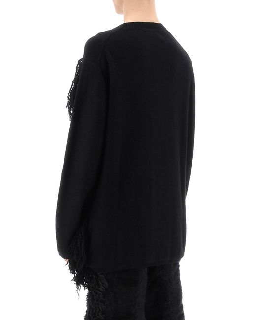 Comme des Garçons Black Wool Sweater With Fringes for men