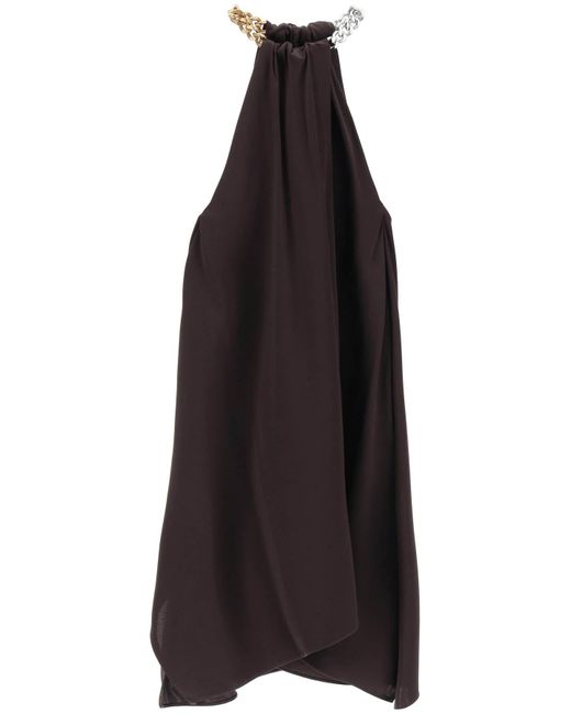 Stella McCartney Black Satin Midi Dress With Chain Detail