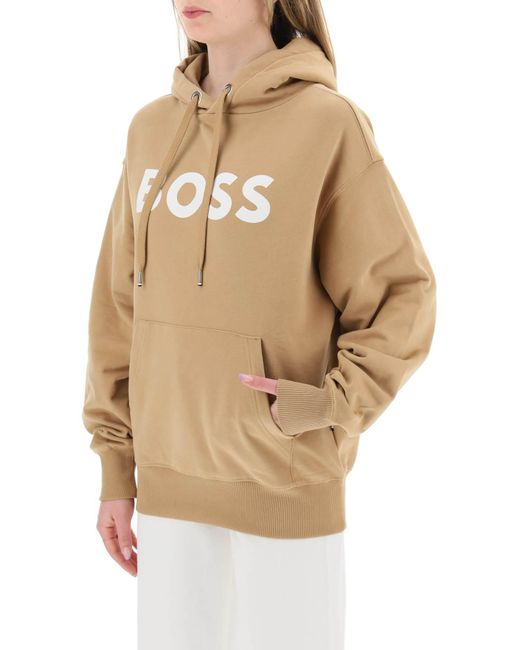 BOSS by HUGO BOSS Logo Print Full Zip Hoodie in Natural | Lyst Australia