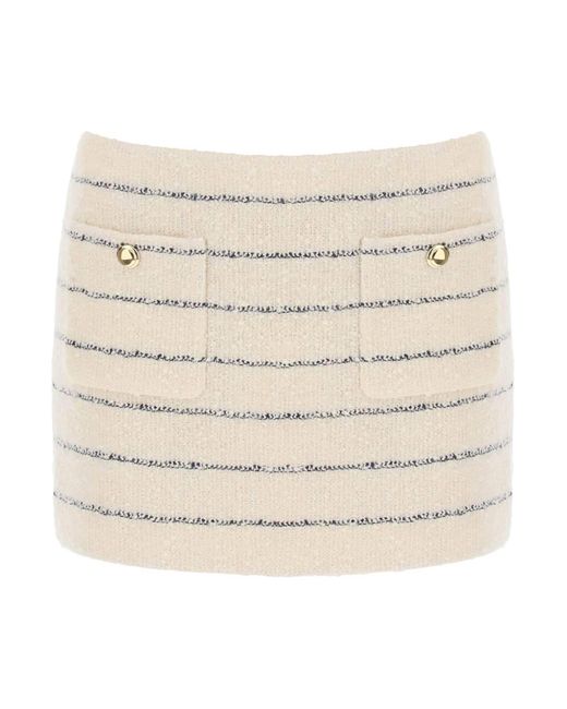 Miu Miu Natural Striped Bouclé Mini Skirt