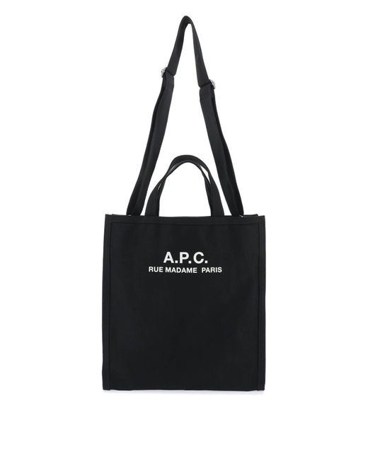 A.P.C. Black Récupération Canvas Shopping Bag for men