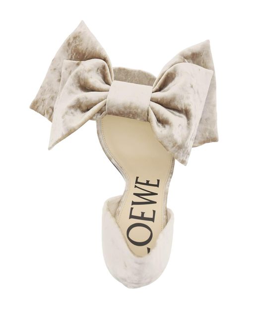 Loewe Natural Toy Bow-detailed Crushed-velvet Sandals