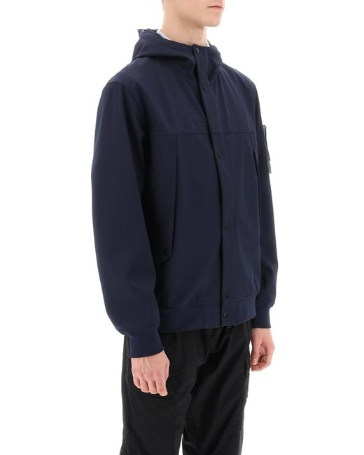 Stone Island Blue Light Soft Shell-R Hooded Jacket for men