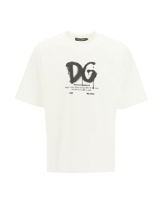 Dolce & Gabbana White Spray Logo Oversize T-shirt for men