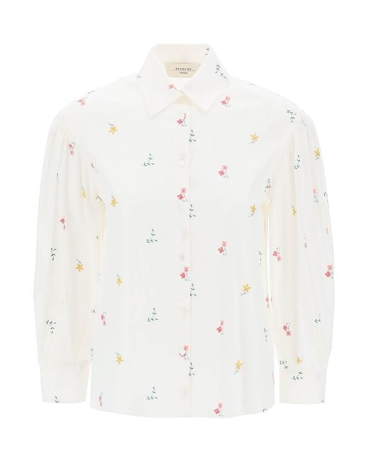 Weekend by Maxmara White "villar Shirt With Floral