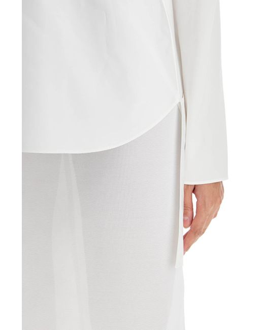 Alaïa White Asymmetric Poplin Top With