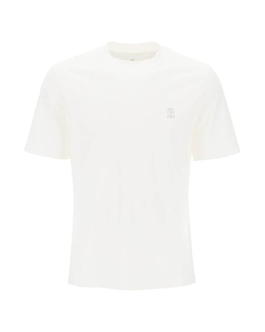 Brunello Cucinelli White T Shirt With Logo Print for men