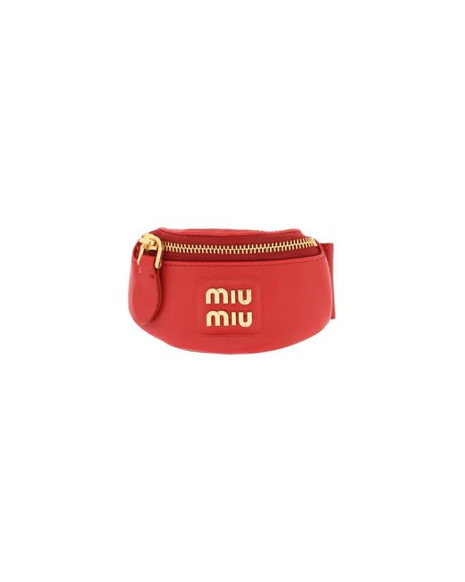 Miu Miu Red Leather Mini Pouch Bracelet