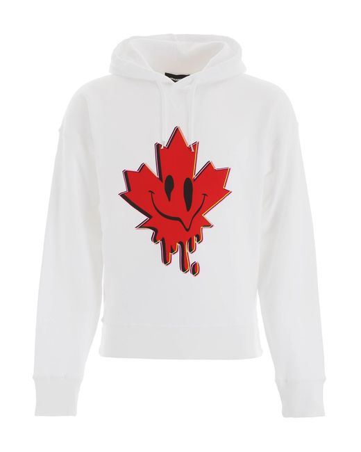 DSquared² White Maple Leaf Hoodie for men