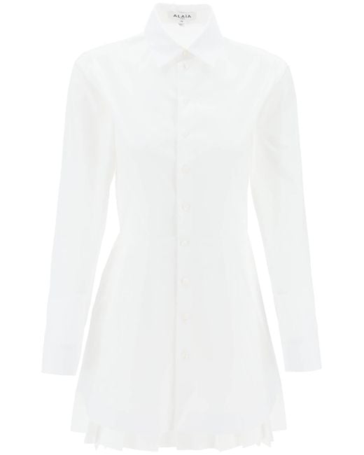 Alaïa White Mini Shirt Dress