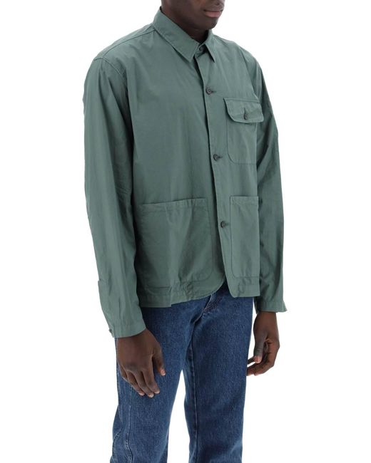 C P Company Green Cotton Poplin Goggle Overshirt for men